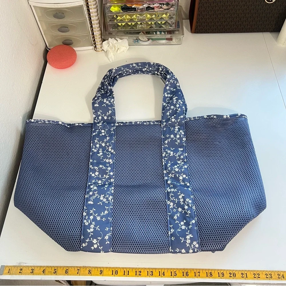 PINK Victoria's Secret Blue Floral Tote Bag NWT